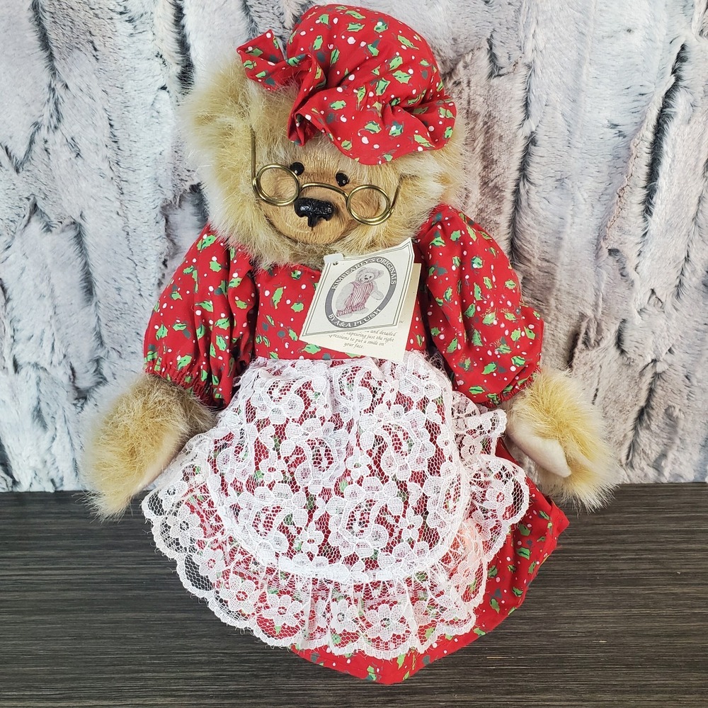 Kimbeary's Originals, Mrs. Claus Grandma Teddy Bear Christmas Dress #19072 SEE